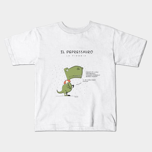 Il Depressauro - La pioggia Kids T-Shirt by Ildepressauro